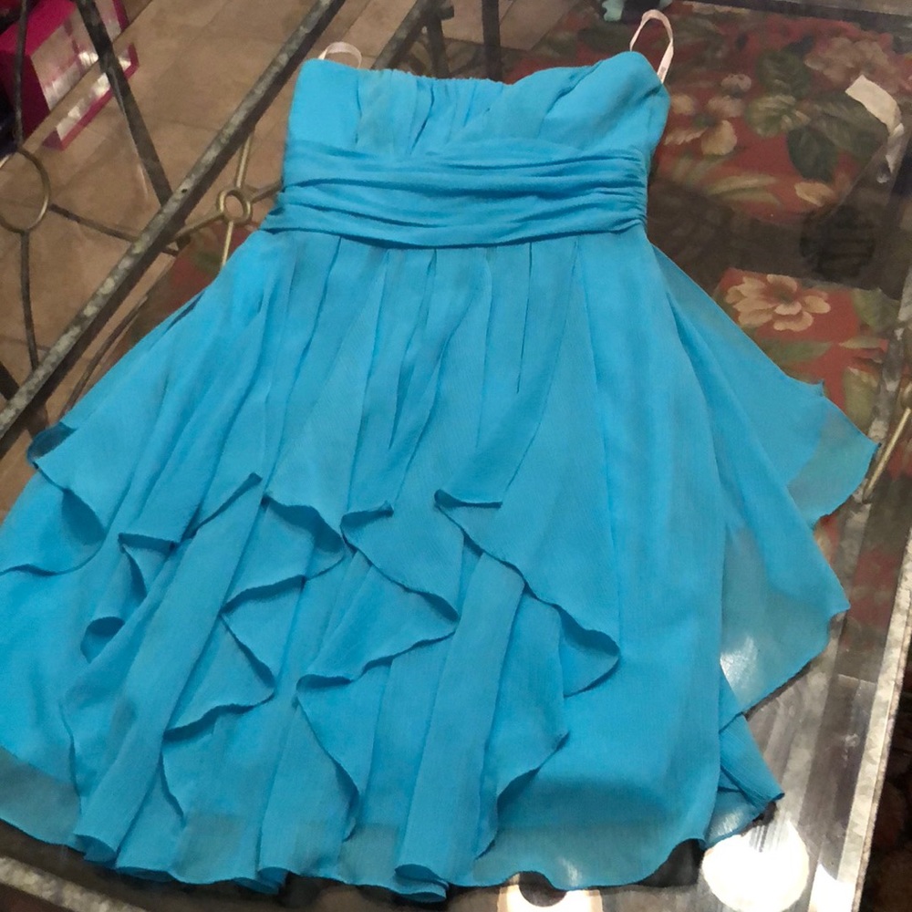 Turquoise David bridal halter dress
